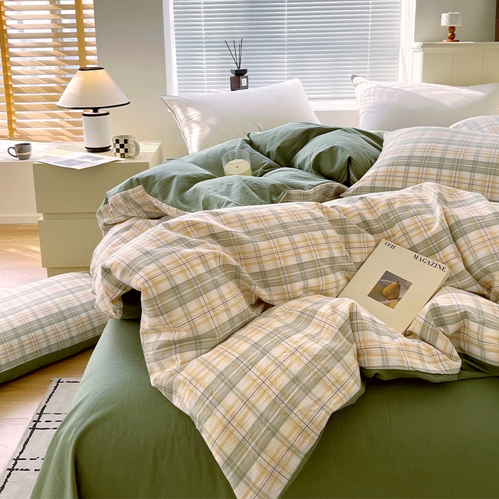 91家纺网 家纺一手货源 找家纺 春皖家纺 2026春夏新款全棉纯棉水洗棉单被套被套单件单品被套 翠竹-果条