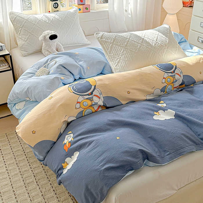91家纺网 家纺一手货源 找家纺 依庭 2026新款A类12868全棉纯棉印花被套单品被套被套单件蓝星太空人