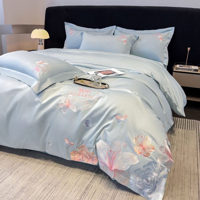 91家纺网 家纺一手货源 找家纺 （总）桃园 新款纯棉全棉长绒棉刺绣绣花四件套  高端礼盒-倾城系列