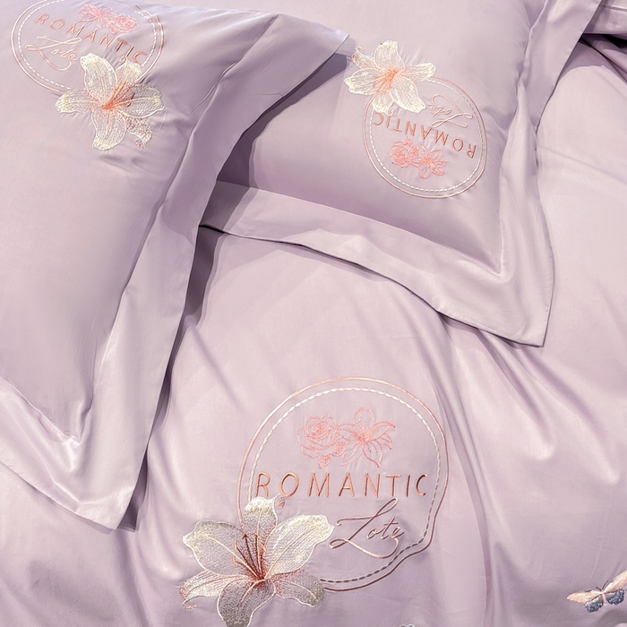 91家纺网 家纺一手货源 找家纺 桃园 新款纯棉全棉长绒棉刺绣绣花四件套  高端礼盒-倾城系列 倾城-香芋紫