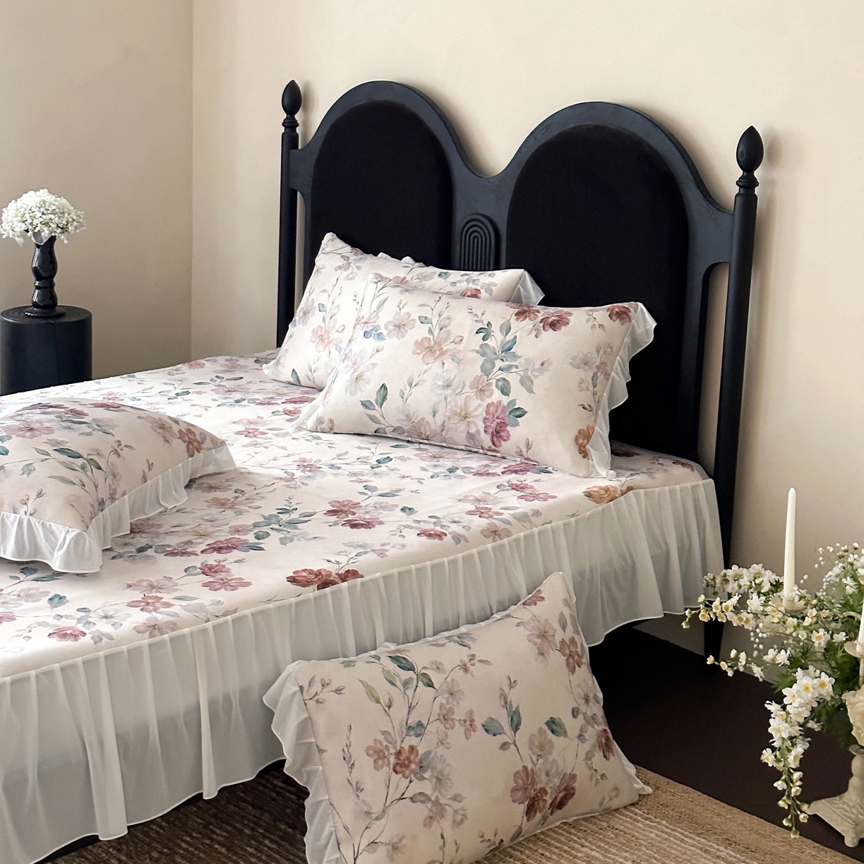 91家纺网 家纺一手货源 找家纺 （总）三味舒屋 2026新款法式花庭系列冰丝席床裙款凉席席子