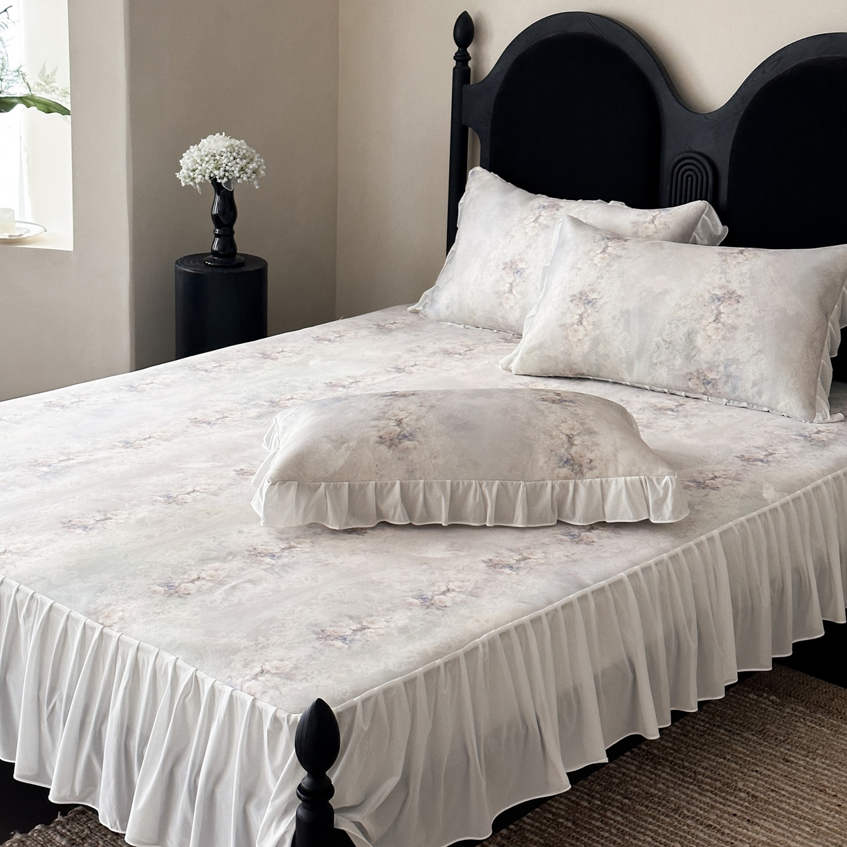 91家纺网 家纺一手货源 找家纺 （总）三味舒屋 2026新款法式花庭系列冰丝席床裙款凉席席子