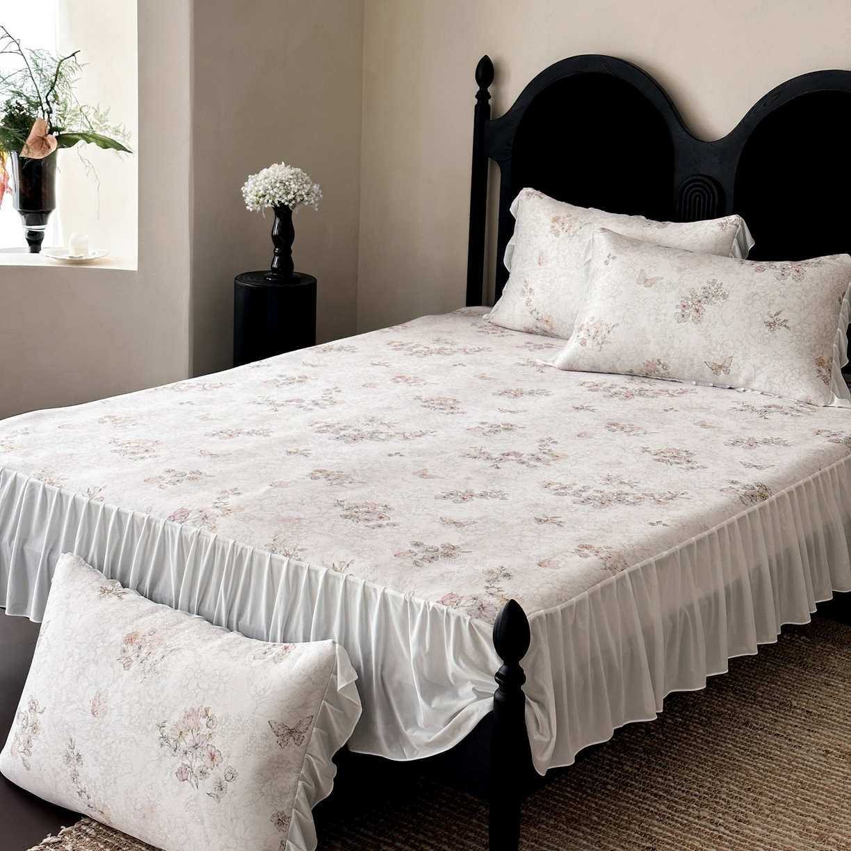 91家纺网 家纺一手货源 找家纺 （总）三味舒屋 2026新款法式花庭系列冰丝席床裙款凉席席子