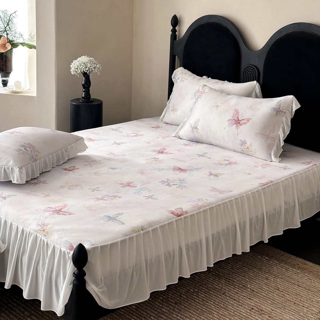 91家纺网 家纺一手货源 找家纺 （总）三味舒屋 2026新款法式花庭系列冰丝席床裙款凉席席子