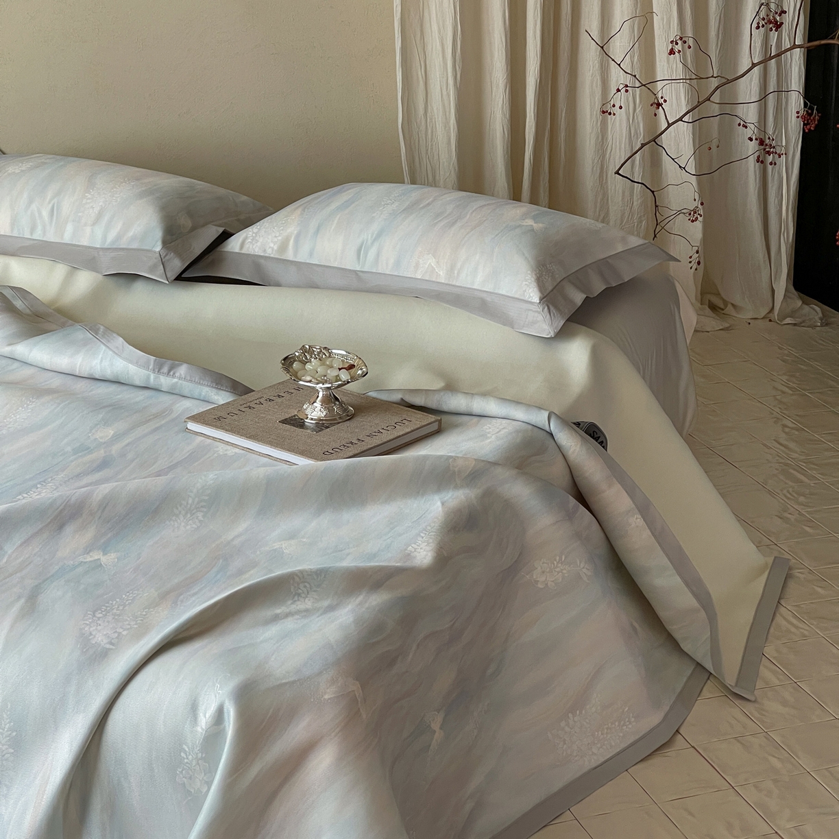 91家纺网 家纺一手货源 找家纺 三味舒屋 2026新款慕奢系列床单冰丝席凉席席子 雅兰