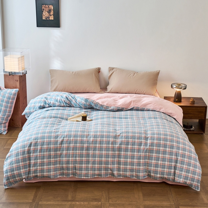 春皖家纺 2026春夏新款全棉纯棉水洗棉单被套被套单件单品被套 摩尔蓝