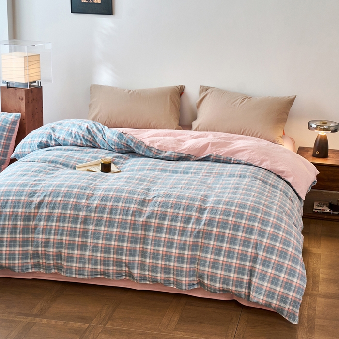 91家纺网 家纺一手货源 找家纺 春皖家纺 2026春夏新款全棉纯棉水洗棉单被套被套单件单品被套 摩尔蓝