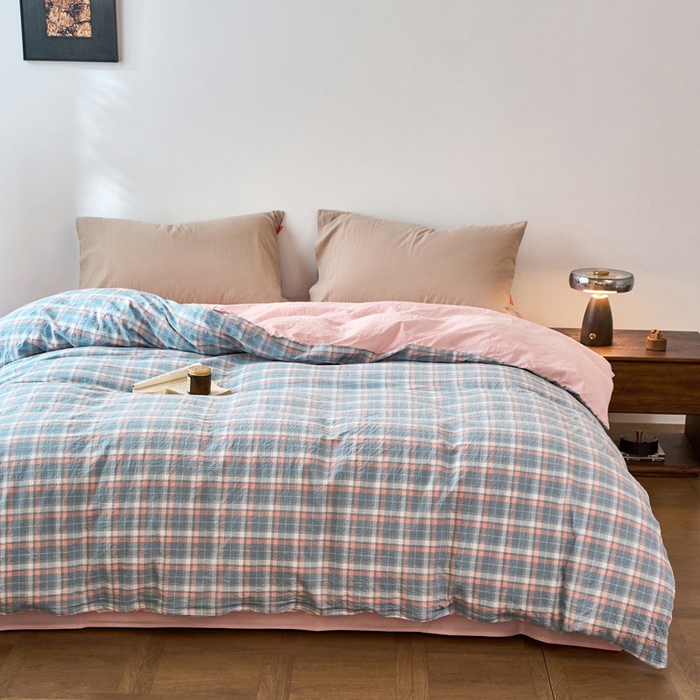 91家纺网 家纺一手货源 找家纺 春皖家纺 2026春夏新款全棉纯棉水洗棉单被套被套单件单品被套 摩尔蓝