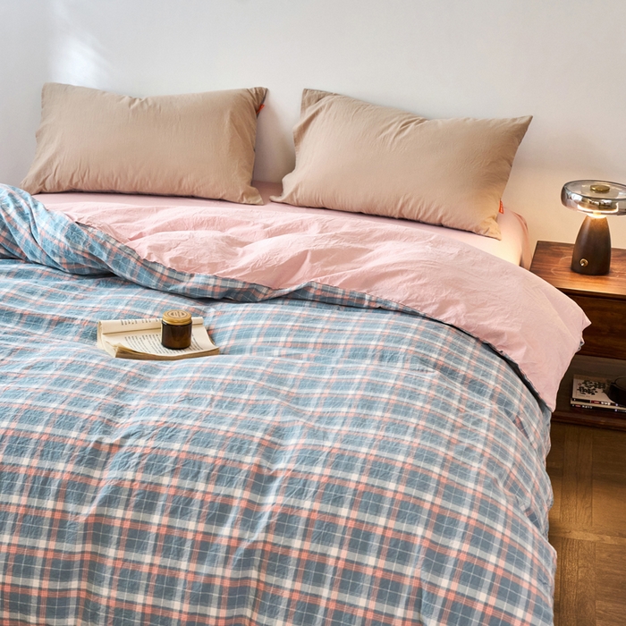 91家纺网 家纺一手货源 找家纺 春皖家纺 2026春夏新款全棉纯棉水洗棉单被套被套单件单品被套 摩尔蓝