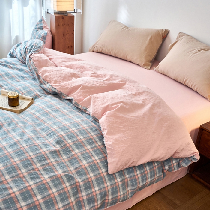 91家纺网 家纺一手货源 找家纺 春皖家纺 2026春夏新款全棉纯棉水洗棉单被套被套单件单品被套 摩尔蓝