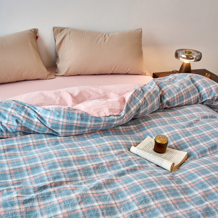 91家纺网 家纺一手货源 找家纺 春皖家纺 2026春夏新款全棉纯棉水洗棉单被套被套单件单品被套 摩尔蓝