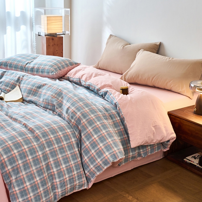 91家纺网 家纺一手货源 找家纺 春皖家纺 2026春夏新款全棉纯棉水洗棉单被套被套单件单品被套 摩尔蓝