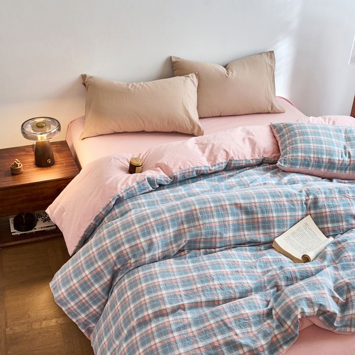 91家纺网 家纺一手货源 找家纺 春皖家纺 2026春夏新款全棉纯棉水洗棉单被套被套单件单品被套 摩尔蓝