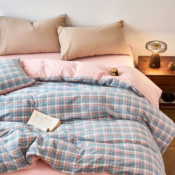 91家纺网 家纺一手货源 找家纺 春皖家纺 2026春夏新款全棉纯棉水洗棉单被套被套单件单品被套 摩尔蓝