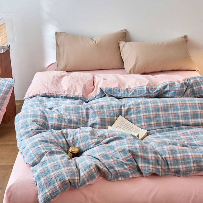 91家纺网 家纺一手货源 找家纺 春皖家纺 2026春夏新款全棉纯棉水洗棉单被套被套单件单品被套 摩尔蓝