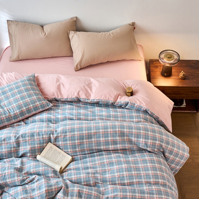 91家纺网 家纺一手货源 找家纺 春皖家纺 2026春夏新款全棉纯棉水洗棉单被套被套单件单品被套 摩尔蓝