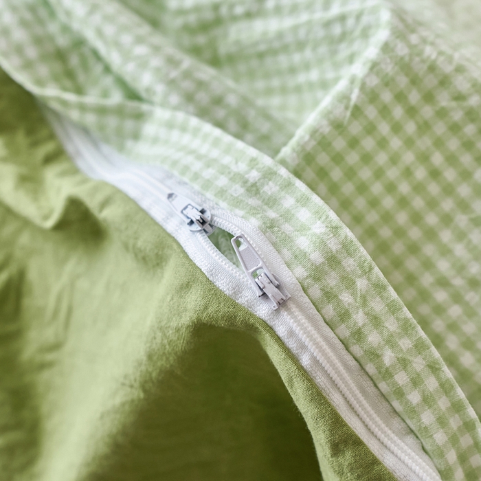 91家纺网 家纺一手货源 找家纺 春皖家纺 2026春夏新款全棉纯棉水洗棉单被套被套单件单品被套 嫩绿格