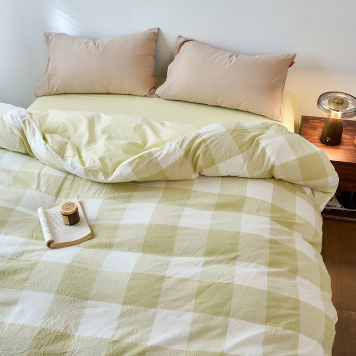 91家纺网 家纺一手货源 找家纺 春皖家纺 2026春夏新款全棉纯棉水洗棉单被套被套单件单品被套 素雅-芳绿