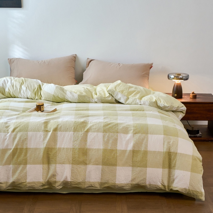 91家纺网 家纺一手货源 找家纺 春皖家纺 2026春夏新款全棉纯棉水洗棉单被套被套单件单品被套 素雅-芳绿