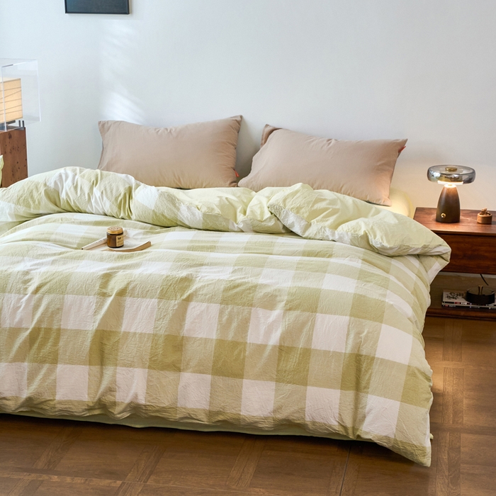 91家纺网 家纺一手货源 找家纺 春皖家纺 2026春夏新款全棉纯棉水洗棉单被套被套单件单品被套 素雅-芳绿