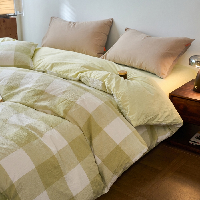 91家纺网 家纺一手货源 找家纺 春皖家纺 2026春夏新款全棉纯棉水洗棉单被套被套单件单品被套 素雅-芳绿