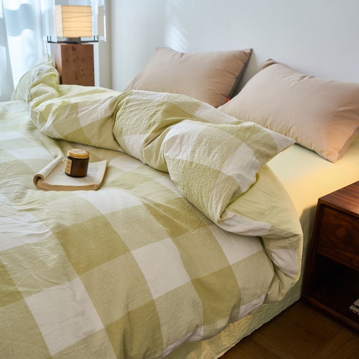 91家纺网 家纺一手货源 找家纺 春皖家纺 2026春夏新款全棉纯棉水洗棉单被套被套单件单品被套 素雅-芳绿