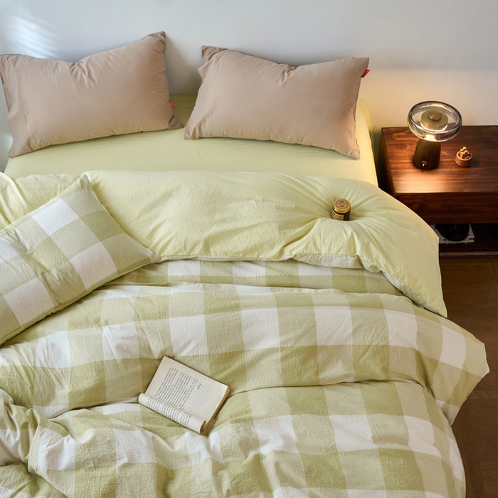 91家纺网 家纺一手货源 找家纺 春皖家纺 2026春夏新款全棉纯棉水洗棉单被套被套单件单品被套 素雅-芳绿