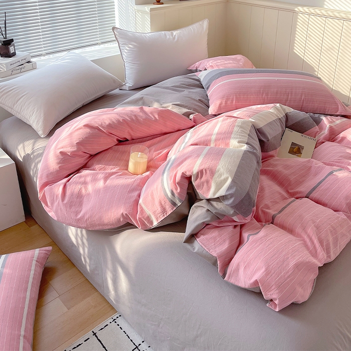 91家纺网 家纺一手货源 找家纺 春皖家纺 2026春夏新款全棉纯棉水洗棉单被套被套单件单品被套 素雅-蔻粉