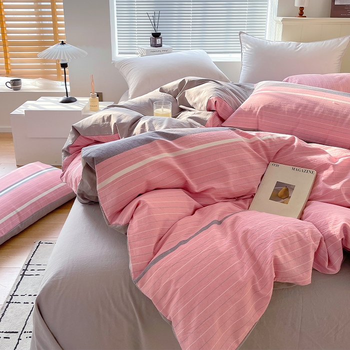 91家纺网 家纺一手货源 找家纺 春皖家纺 2026春夏新款全棉纯棉水洗棉单被套被套单件单品被套 素雅-蔻粉