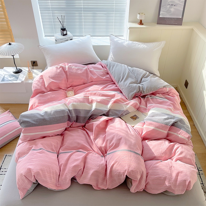 91家纺网 家纺一手货源 找家纺 春皖家纺 2026春夏新款全棉纯棉水洗棉单被套被套单件单品被套 素雅-蔻粉