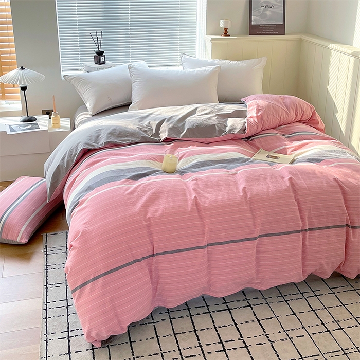 91家纺网 家纺一手货源 找家纺 春皖家纺 2026春夏新款全棉纯棉水洗棉单被套被套单件单品被套 素雅-蔻粉