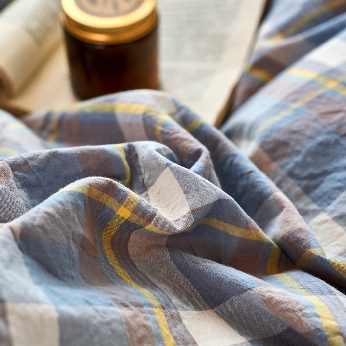 91家纺网 家纺一手货源 找家纺 春皖家纺 2026春夏新款全棉纯棉水洗棉单被套被套单件单品被套 素雅-蓝格