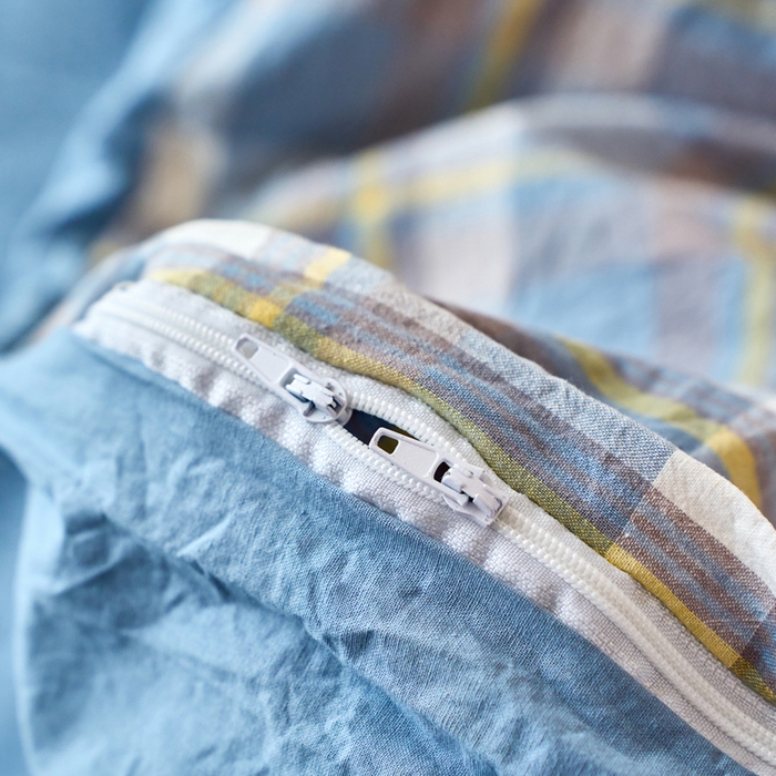 91家纺网 家纺一手货源 找家纺 春皖家纺 2026春夏新款全棉纯棉水洗棉单被套被套单件单品被套 素雅-蓝格