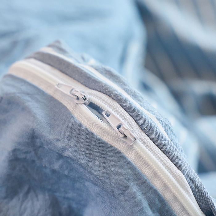 91家纺网 家纺一手货源 找家纺 春皖家纺 2026春夏新款全棉纯棉水洗棉单被套被套单件单品被套 素雅-蓝条