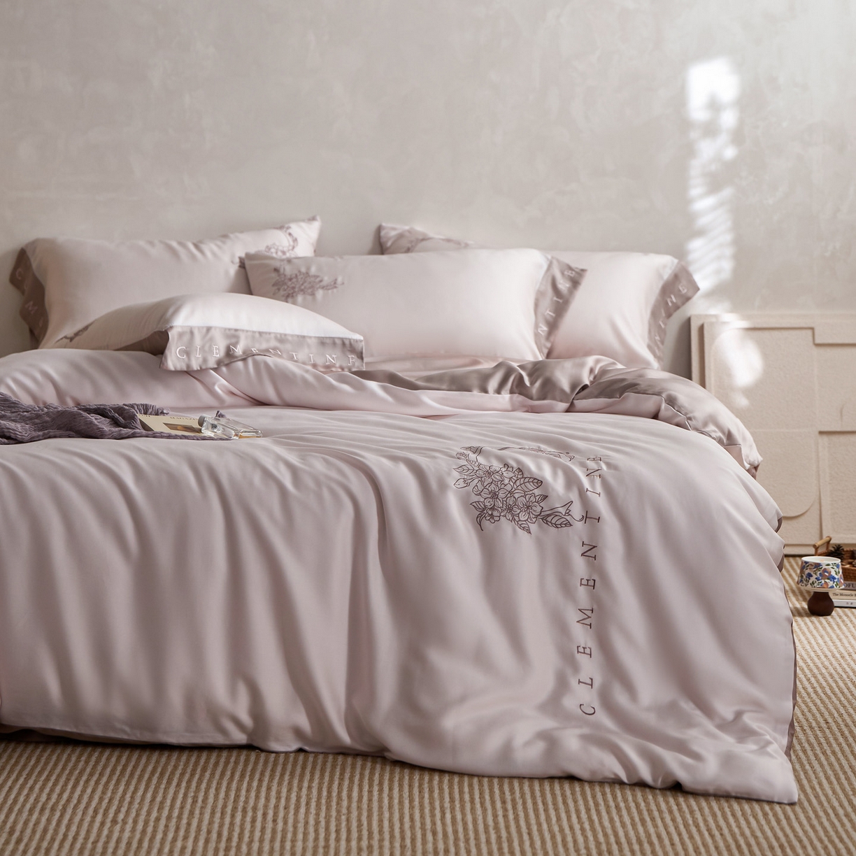 爱缦 2026新款60s兰精天丝四件套-马吉拉系列-风格一 粉可可