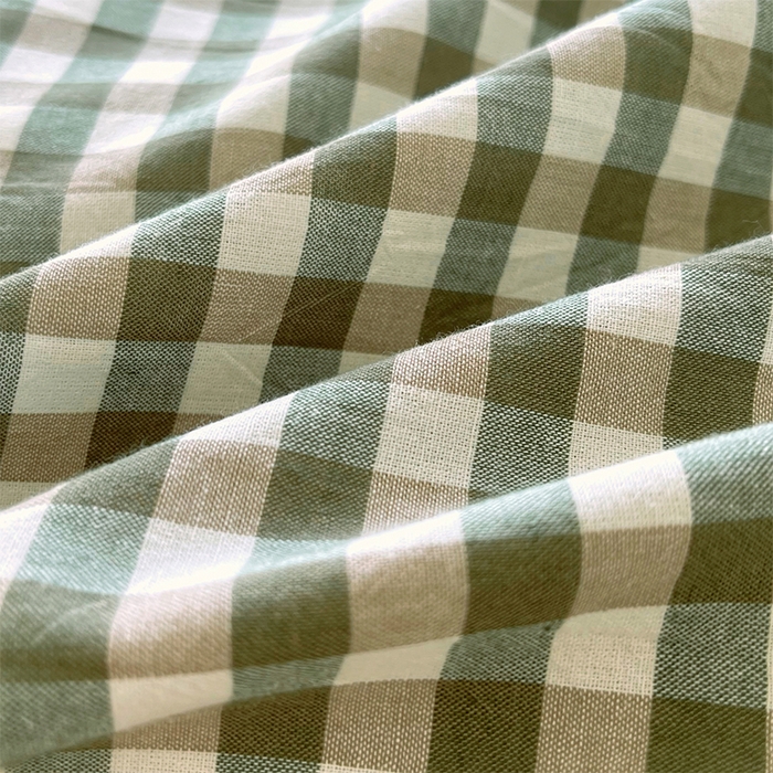 91家纺网 家纺一手货源 找家纺 春皖家纺 2026春夏新款全棉纯棉水洗棉单被套被套单件单品被套 素雅-绿格