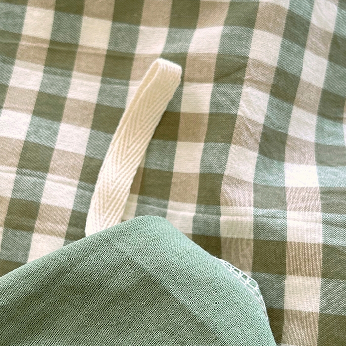 91家纺网 家纺一手货源 找家纺 春皖家纺 2026春夏新款全棉纯棉水洗棉单被套被套单件单品被套 素雅-绿格