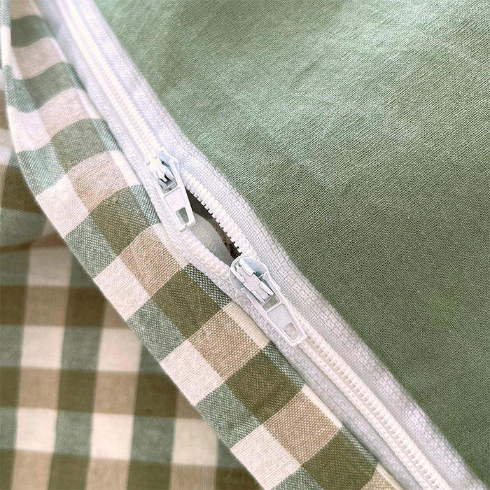 91家纺网 家纺一手货源 找家纺 春皖家纺 2026春夏新款全棉纯棉水洗棉单被套被套单件单品被套 素雅-绿格