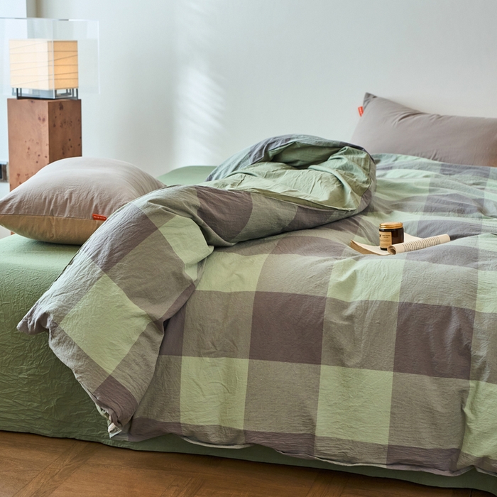 91家纺网 家纺一手货源 找家纺 春皖家纺 2026春夏新款全棉纯棉水洗棉单被套被套单件单品被套 素雅-清格