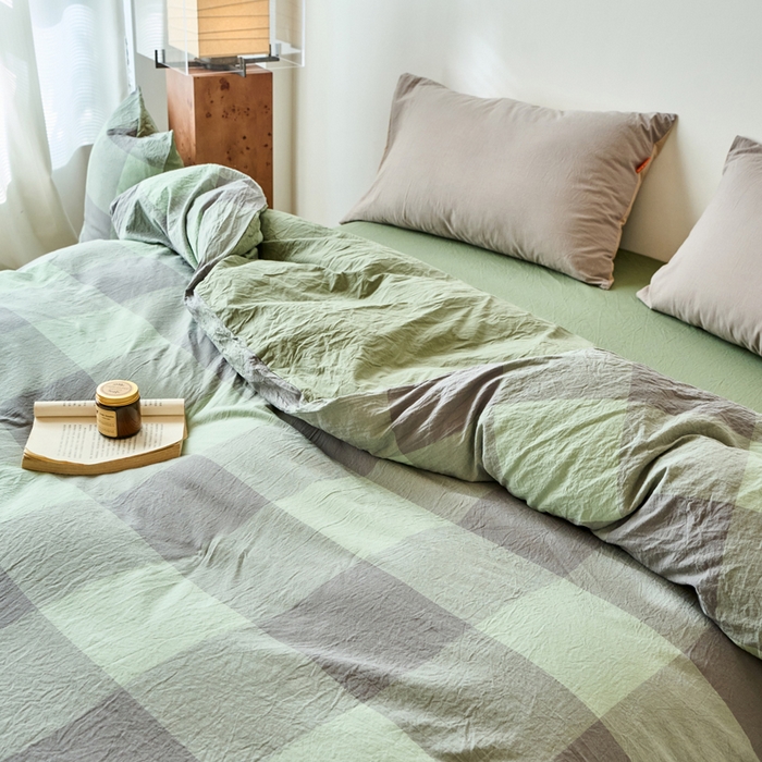 91家纺网 家纺一手货源 找家纺 春皖家纺 2026春夏新款全棉纯棉水洗棉单被套被套单件单品被套 素雅-清格