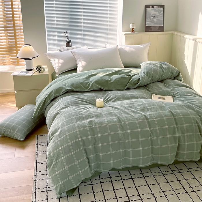 91家纺网 家纺一手货源 找家纺 春皖家纺 2026春夏新款全棉纯棉水洗棉单被套被套单件单品被套 素雅-韵绿