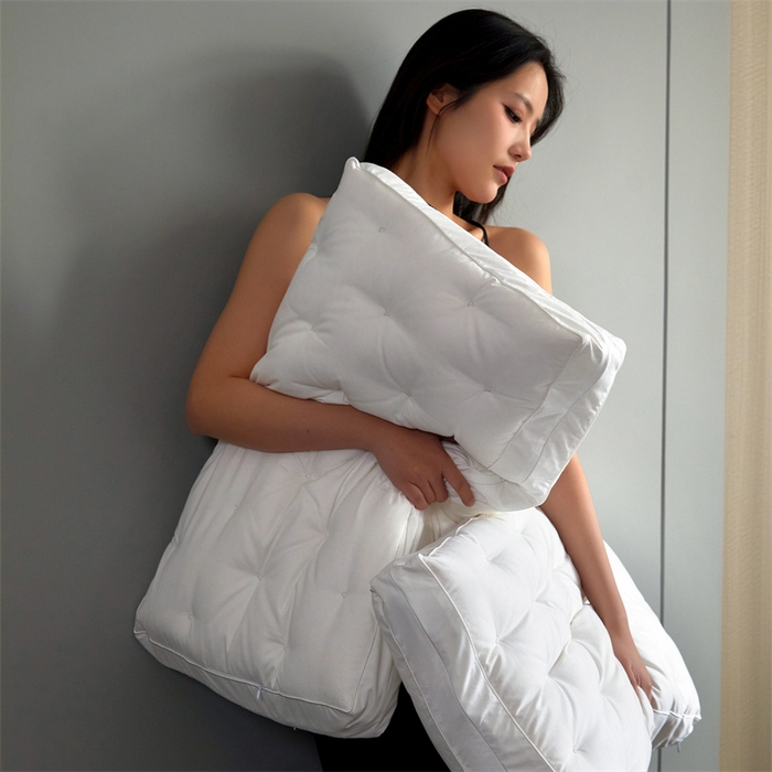 91家纺网 家纺一手货源 找家纺 （总）头等舱 2026新款高定桑蚕丝白鹅绒深睡护颈记忆棉枕芯