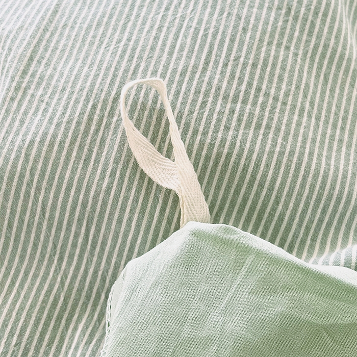91家纺网 家纺一手货源 找家纺 春皖家纺 2026春夏新款全棉纯棉水洗棉单被套被套单件单品被套 细条绿