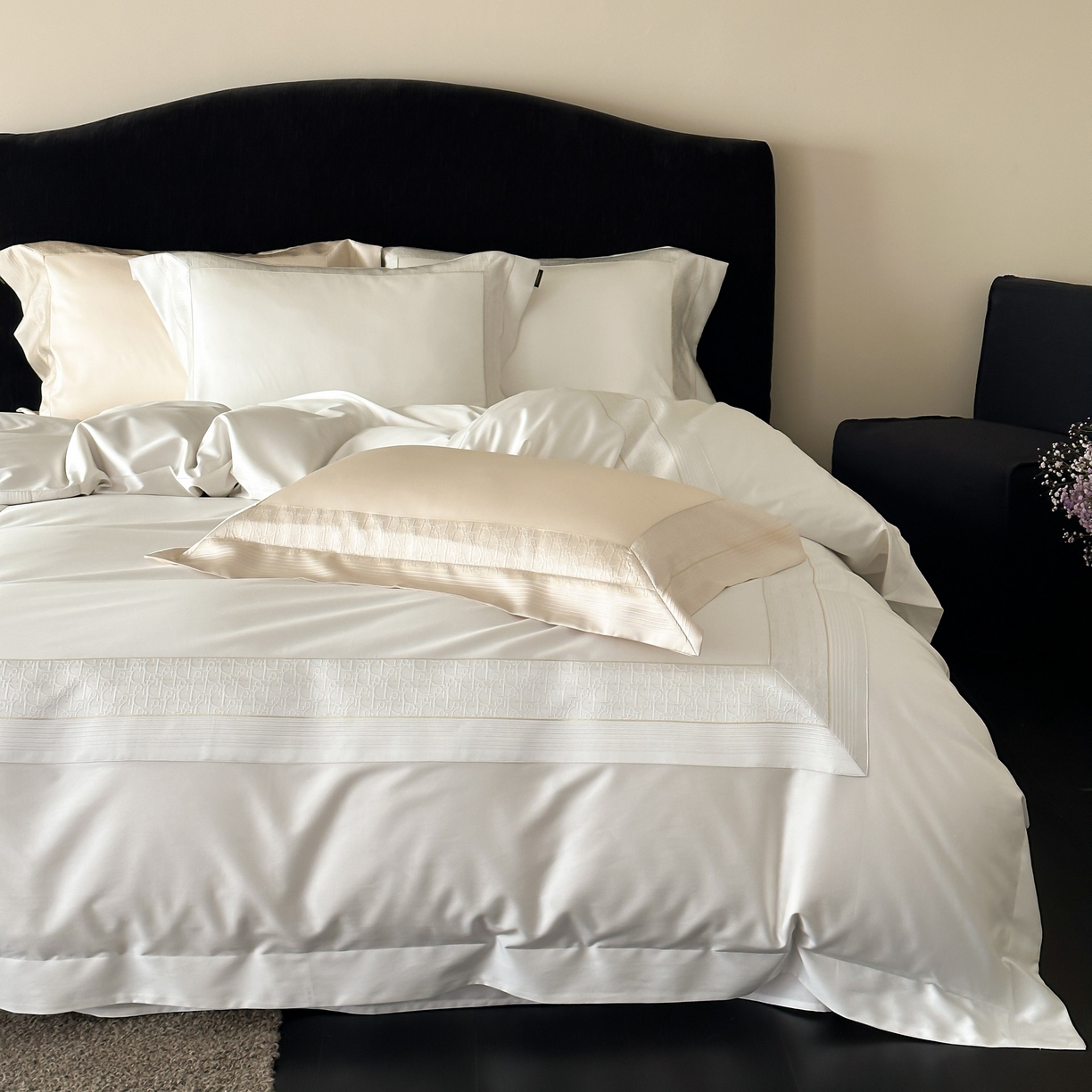 91家纺网 家纺一手货源 找家纺 卡巴伦家纺 2026新款高精密立体压边款四件套-奥黛丽 奥黛丽-白