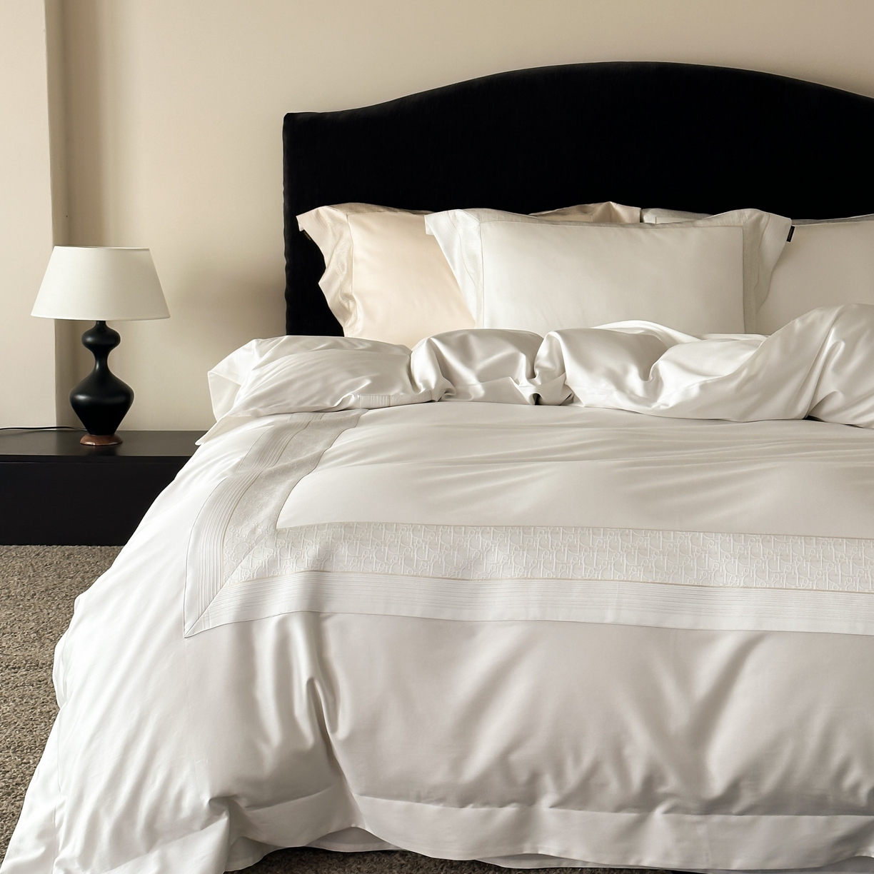 91家纺网 家纺一手货源 找家纺 卡巴伦家纺 2026新款高精密立体压边款四件套-奥黛丽 奥黛丽-白