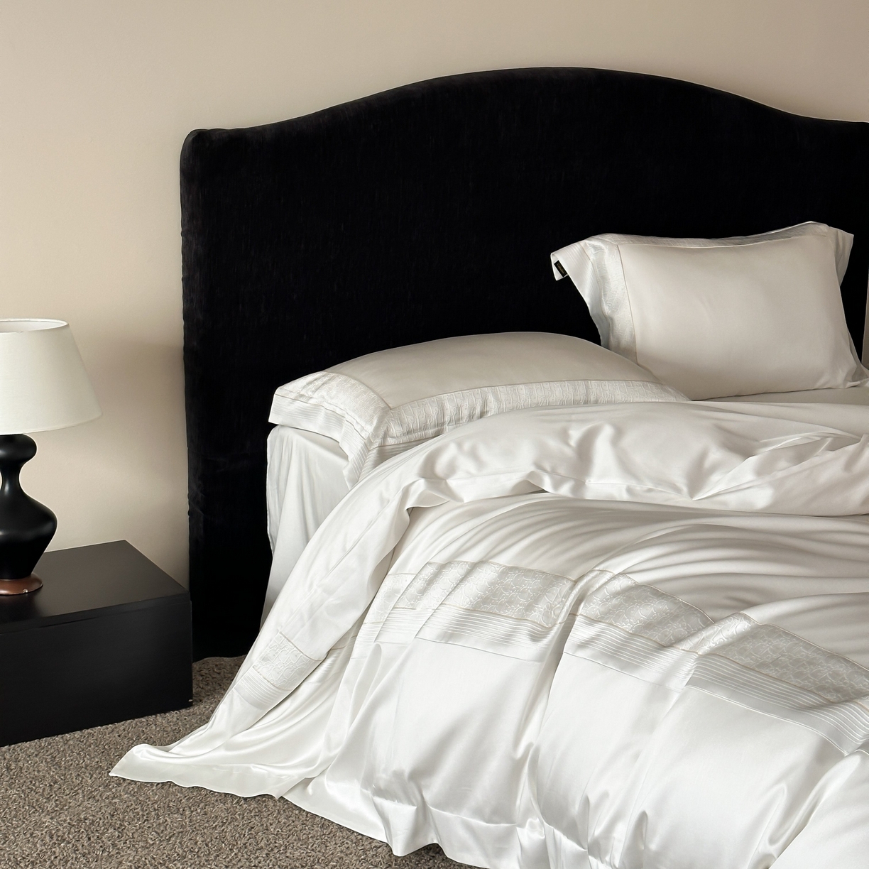 91家纺网 家纺一手货源 找家纺 卡巴伦家纺 2026新款高精密立体压边款四件套-奥黛丽 奥黛丽-白