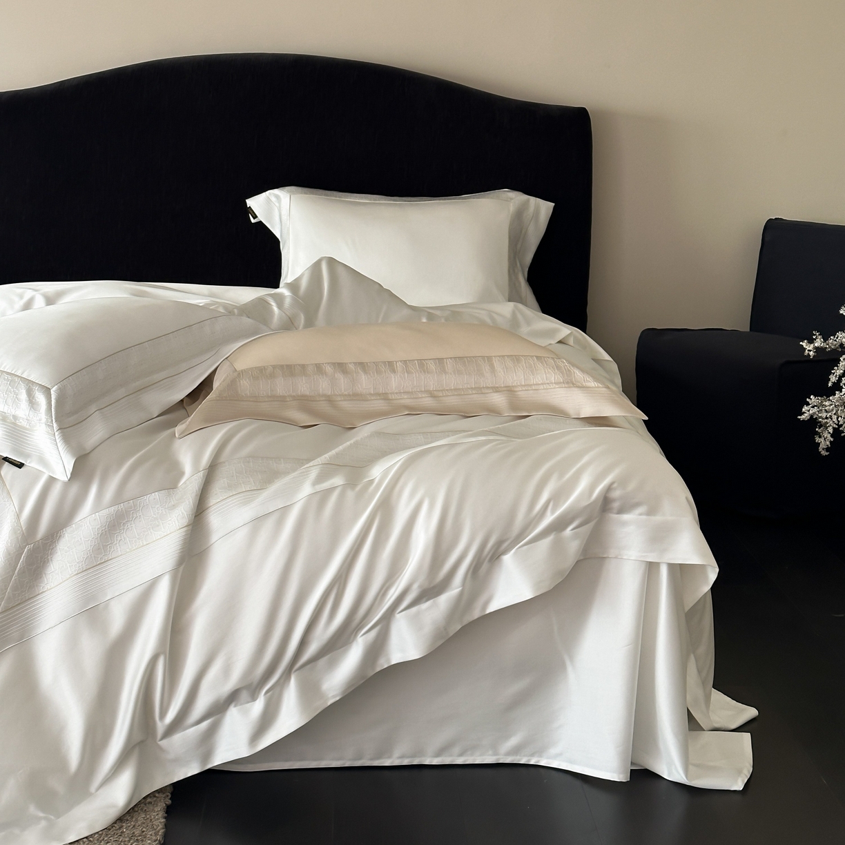 91家纺网 家纺一手货源 找家纺 卡巴伦家纺 2026新款高精密立体压边款四件套-奥黛丽 奥黛丽-白