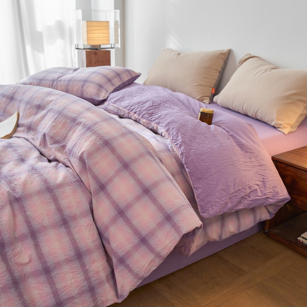 91家纺网 家纺一手货源 找家纺 春皖家纺 2026春夏新款全棉纯棉水洗棉单被套被套单件单品被套 鸢尾紫