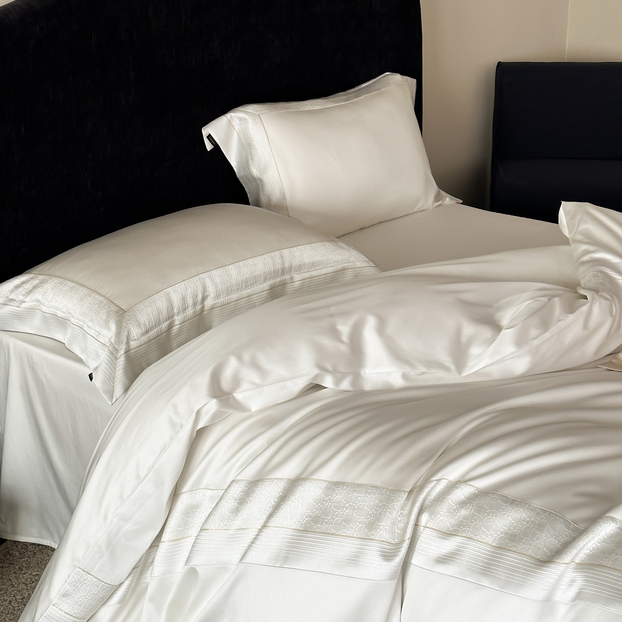 91家纺网 家纺一手货源 找家纺 卡巴伦家纺 2026新款高精密立体压边款四件套-奥黛丽 奥黛丽-白