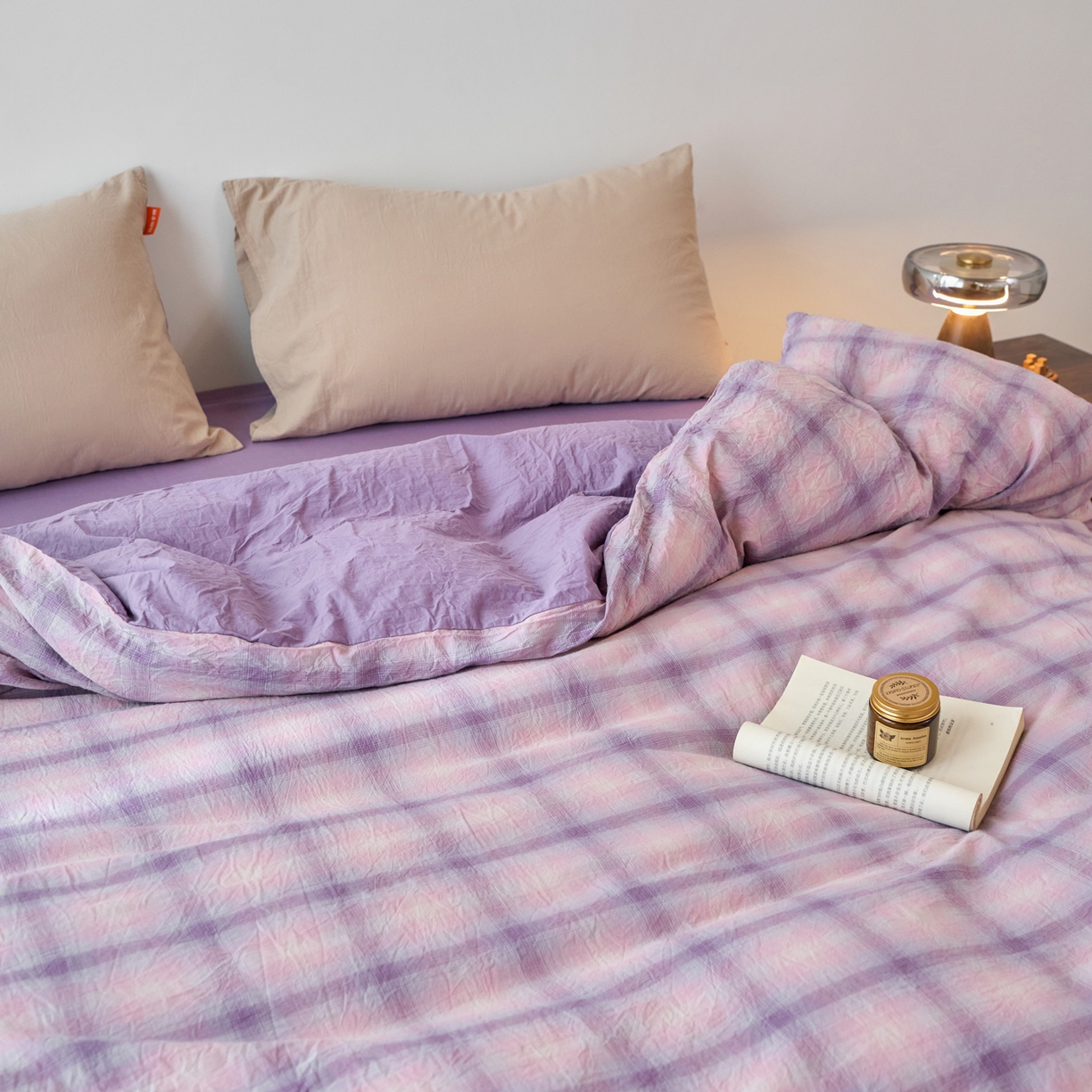 91家纺网 家纺一手货源 找家纺 春皖家纺 2026春夏新款全棉纯棉水洗棉单被套被套单件单品被套 鸢尾紫